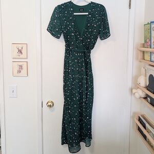 Bardot Emerald Green Animal Print Wrap Maxiess